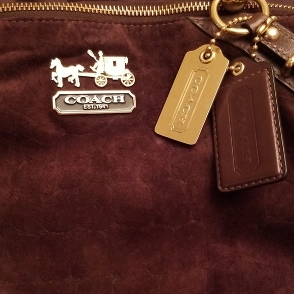 COACH SUEDE MADISON SOPHIA EMBOSSED SATCHEL - Picture 3 of 8
